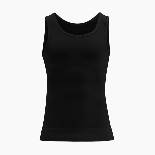Black sleeveless top on a white background