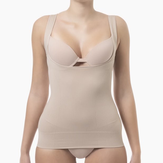 Farmacell Women’s Open - Bust Shapewear Tank Top with Flat Tummy Effect | Italian Compression Top - Colombian Shapewear