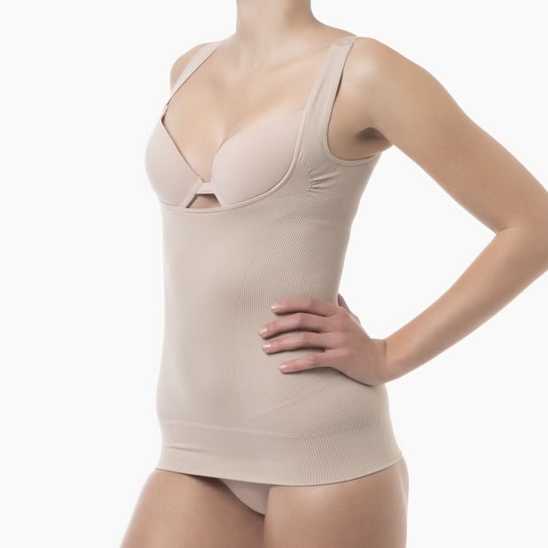 Farmacell Women’s Open - Bust Shapewear Tank Top with Flat Tummy Effect | Italian Compression Top - Colombian Shapewear
