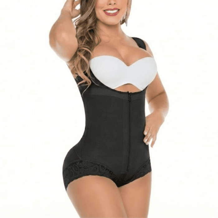 Fajas Salomé 411 | Open Bust Panty Post - Op Faja with Wide Straps & Front Zipper | Powernet Shapewear - Colombian Shapewear | Siluets