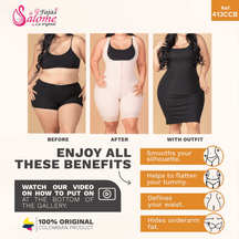 Salome 413 - CCB | Faja Colombiana Tummy Control Girdle with Hooks Bodysuit | Powernet - Colombian Shapewear | Siluets