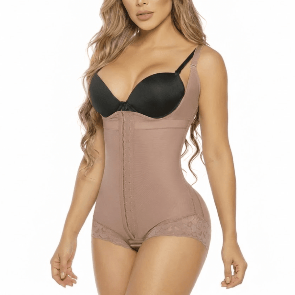 Salome 413 - CCB | Faja Colombiana Tummy Control Girdle with Hooks Bodysuit | Powernet - Colombian Shapewear | Siluets