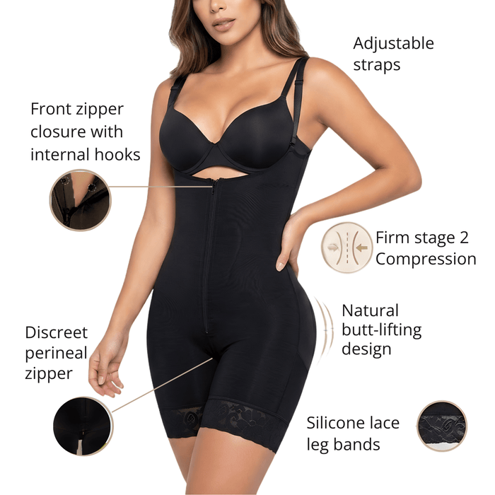 Siluet 1027 Colombian Mid - Thigh Shapewear Bodysuit – Firm Compression & Butt - Lifting Support - Colombian Shapewear | Siluets