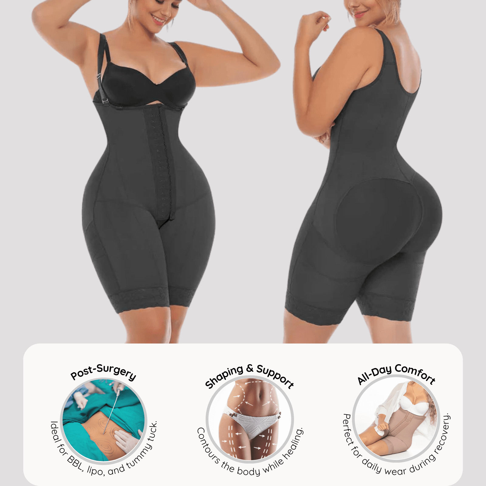 Stage 1 Post - Surgery Faja | BBL, Lipo & Tummy Tuck Compression Garment for Hourglass Recovery - Colombian Shapewear | Siluets