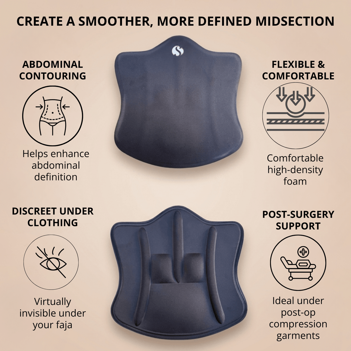 Siluet Abs Definer Board | Abdominal Contouring Panel for Fajas, Waist Trainers & Body Shaping - Colombian Shapewear | Siluets