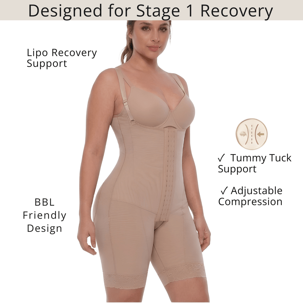 Stage 1 Post - Surgery Faja | Open Bust BBL, Lipo & Tummy Tuck Compression Garment | 70182TJ - Colombian Shapewear | Siluets