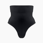Black high-waisted swimsuit on a white background