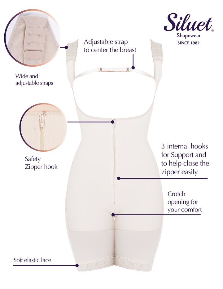 Siluet 1008 Wide Straps Mid-Thigh Bodysuit Slimming Shaper