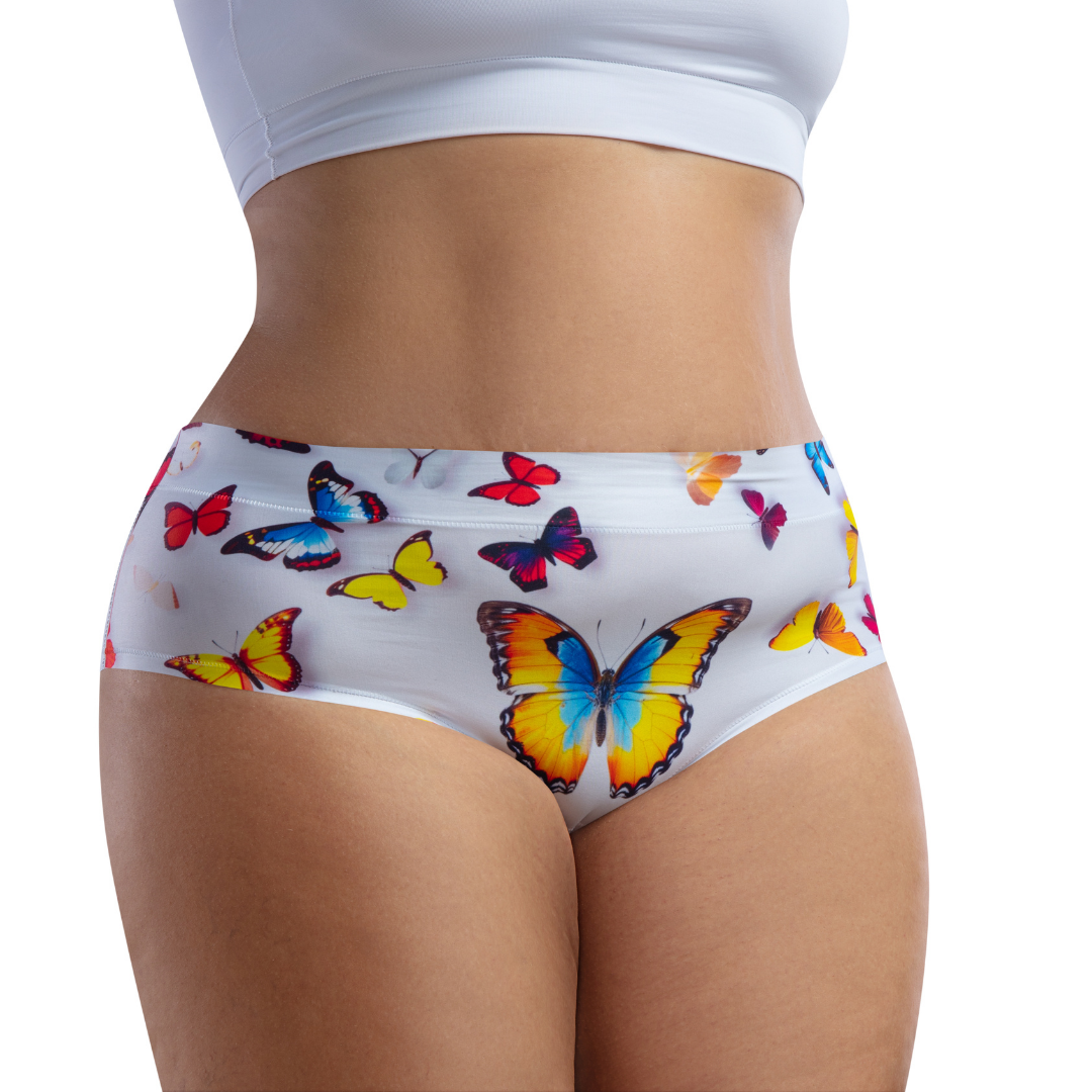 mememe BUTTERFLY – Vivid - QUEEN SIZE - HIGH WAISTED BRIEF Panty for Women