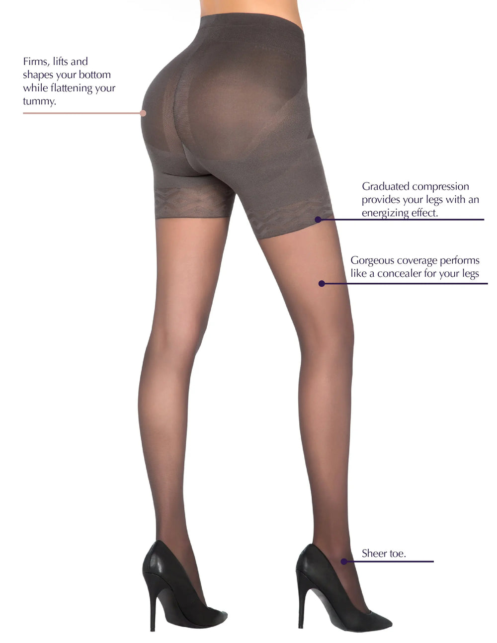 1T1139 High-Waist Shaping Pantyhose – Slimming Control Tights with Sheer Finish Siluets