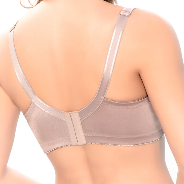 Classic short bra with back buckle. Lace cups laminated with cotton.-55358823