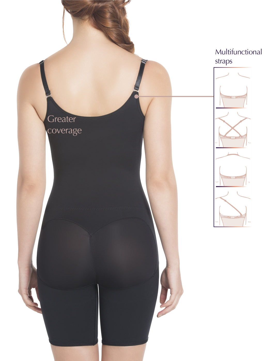 Siluet E6027 Slimming Braless Mid-Thigh Body Shaper with Latex