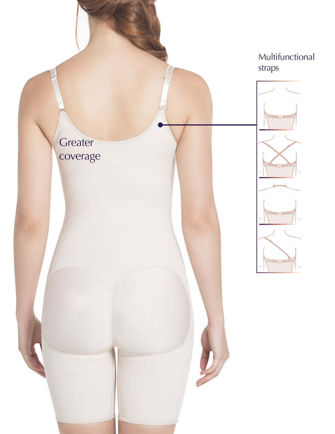 Siluet E6027 Slimming Braless Mid-Thigh Body Shaper with Latex