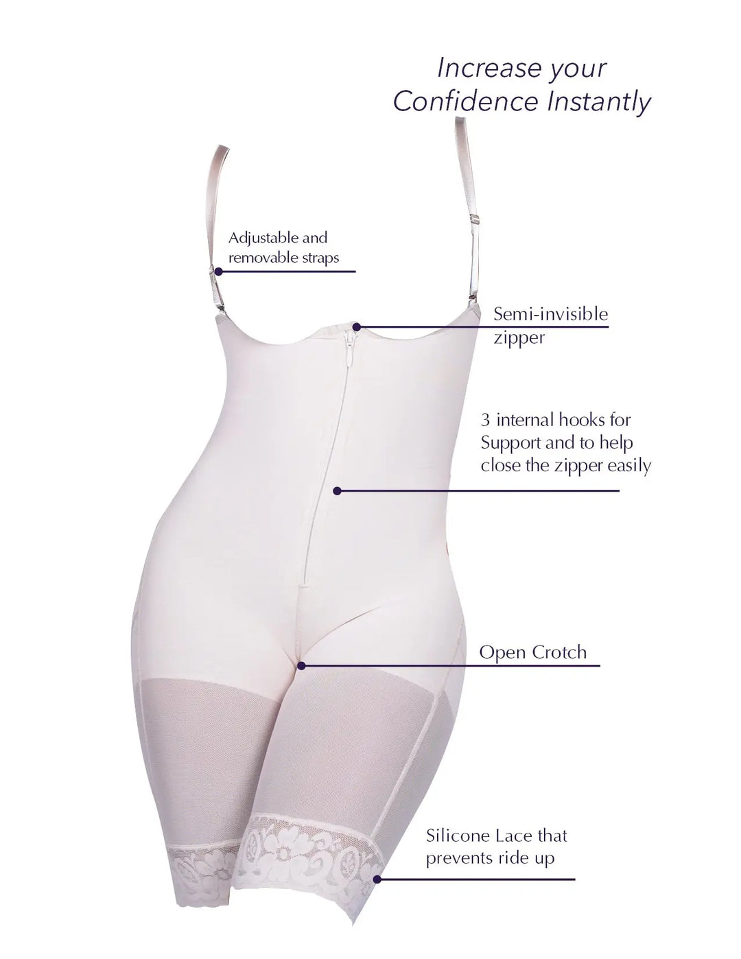 Siluet 1007 Braless Mid-Thigh Minimizer Bodysuit Siluets