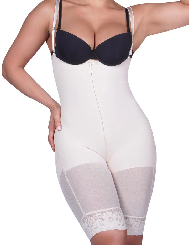 Siluet 1007 Braless Mid-Thigh Minimizer Bodysuit Siluets