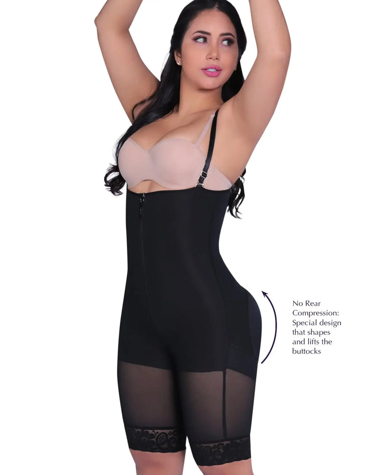 Siluet 1007 Braless Mid-Thigh Minimizer Bodysuit Siluets