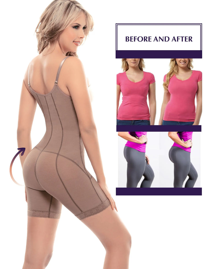 Siluet 1014 Postsurgical Slimming Braless Mid-Thigh Body Shaper Siluets