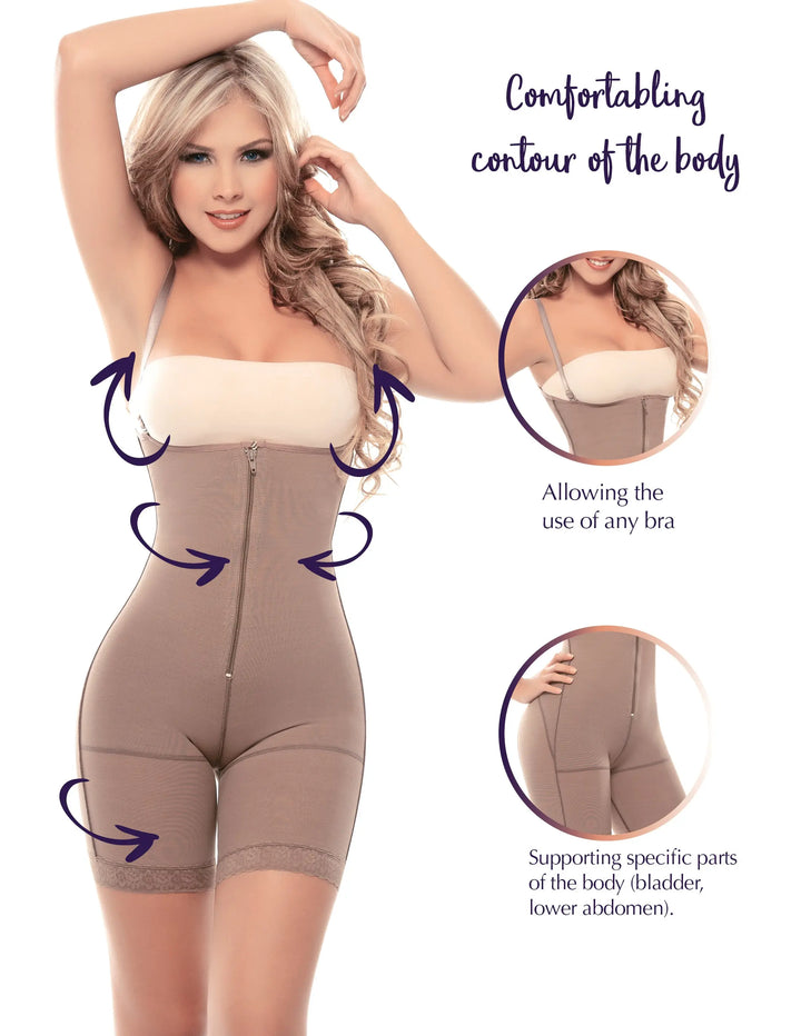 Siluet 1014 Postsurgical Slimming Braless Mid-Thigh Body Shaper Siluets