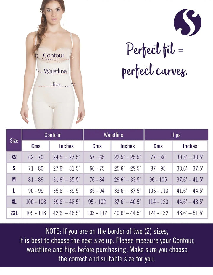 Siluet E6007 Mid-Thigh Full Body Shaper for Women – Adjustable Straps and Firm Compression Siluets