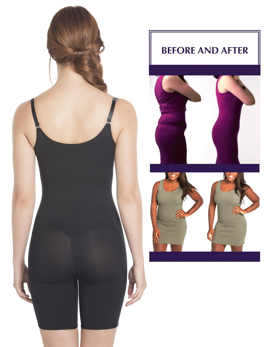 Siluet E6007 Mid-Thigh Full Body Shaper for Women – Adjustable Straps and Firm Compression Siluets