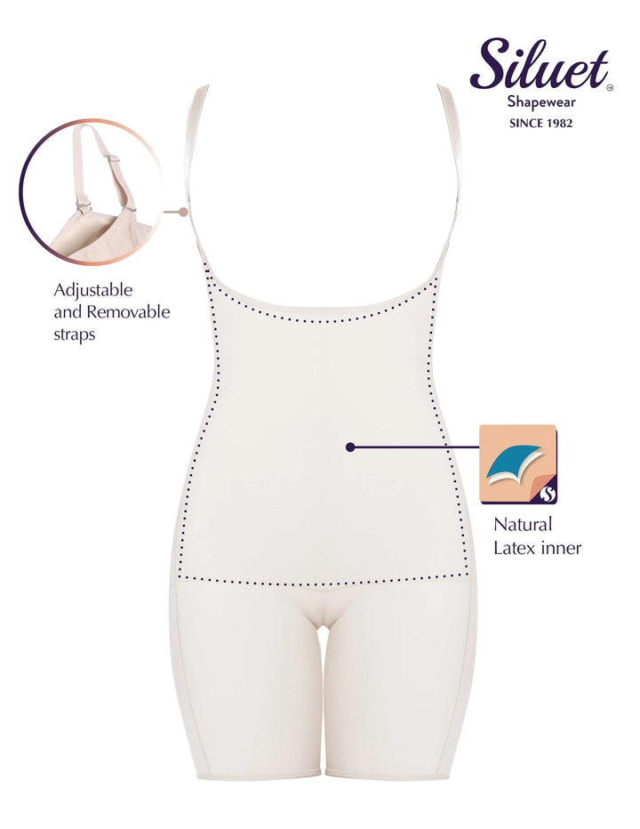 Siluet E6027 Slimming Braless Mid-Thigh Body Shaper with Latex Siluets