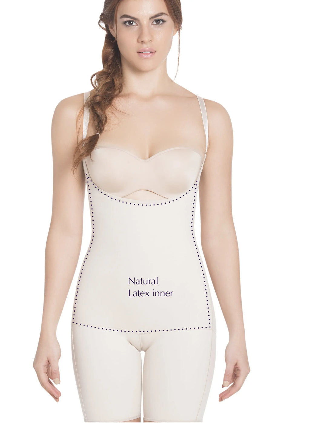 Siluet E6027 Slimming Braless Mid-Thigh Body Shaper with Latex Siluets