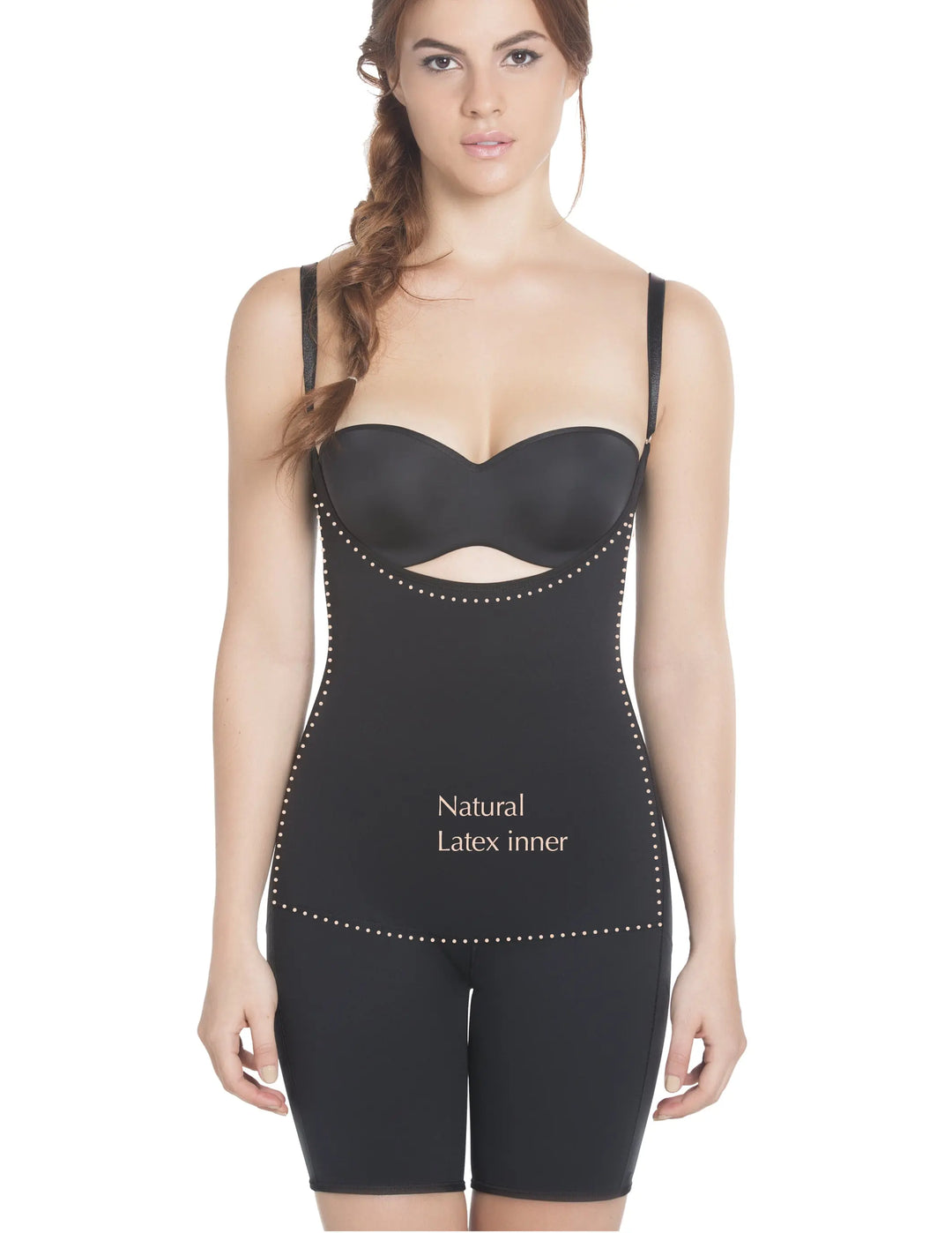 Siluet E6027 Slimming Braless Mid-Thigh Body Shaper with Latex Siluets