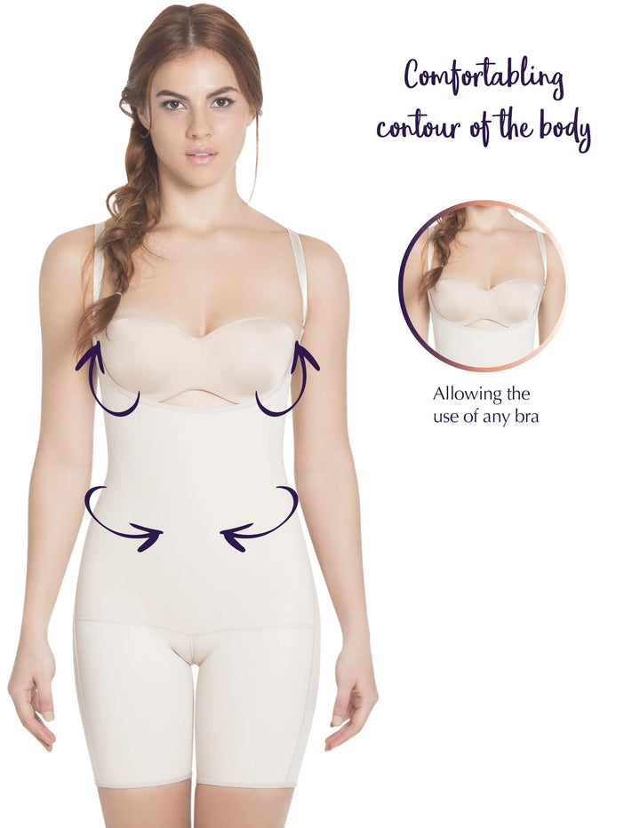 Siluet E6027 Slimming Braless Mid-Thigh Body Shaper with Latex Siluets