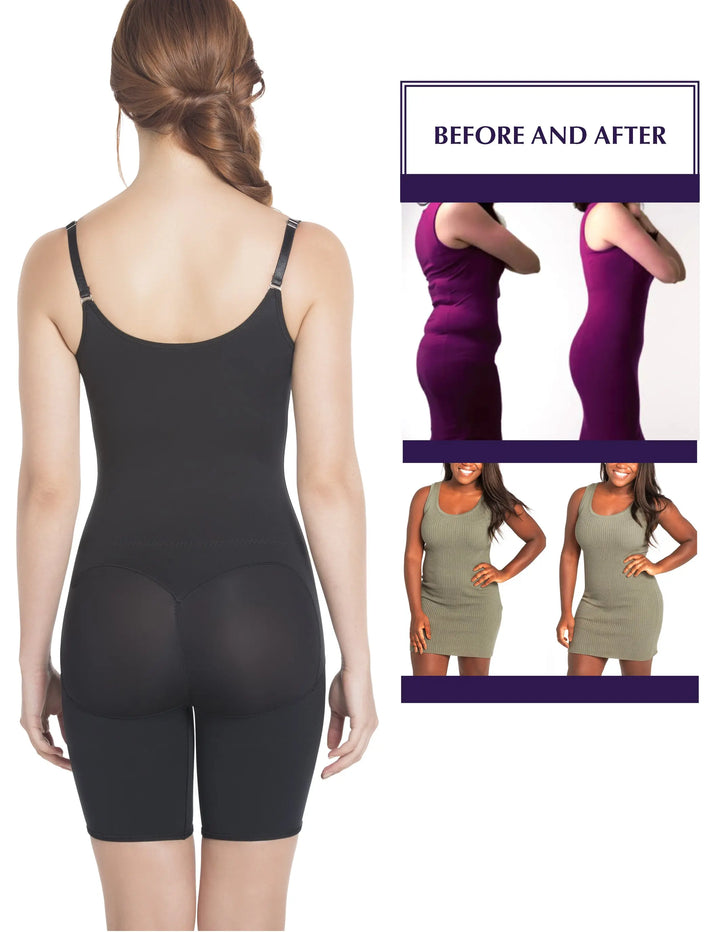 Siluet E6027 Slimming Braless Mid-Thigh Body Shaper with Latex Siluets