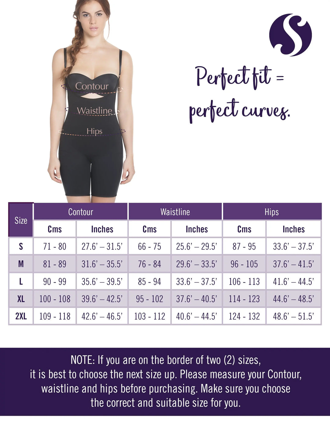 Siluet E6027 Slimming Braless Mid-Thigh Body Shaper with Latex Siluets